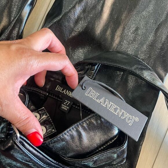 BlankNYC Other Worldly Overall Faux Leather Pants with Suspenders size 27 - Picture 7 of 12